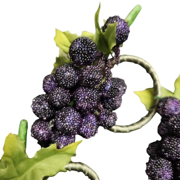 Pier 1 Imports Grape Napkin Ring Holders Set Lot Of 8 Sugar Fruit Vintage - Picture 5 of 7